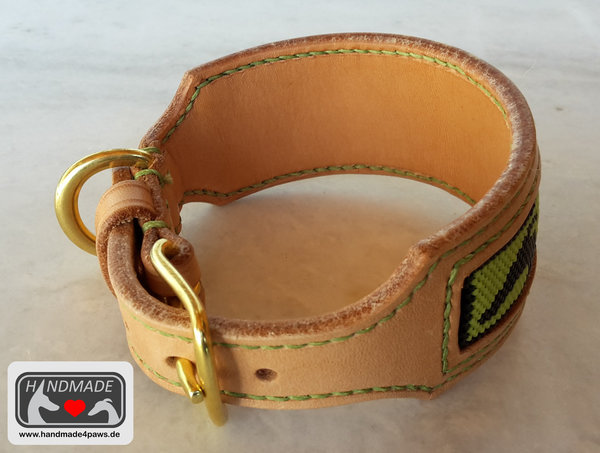 Leder Halsband mit Whippet / Greyhound / Galgo / italienisches Windspiel- Perlen Motiven