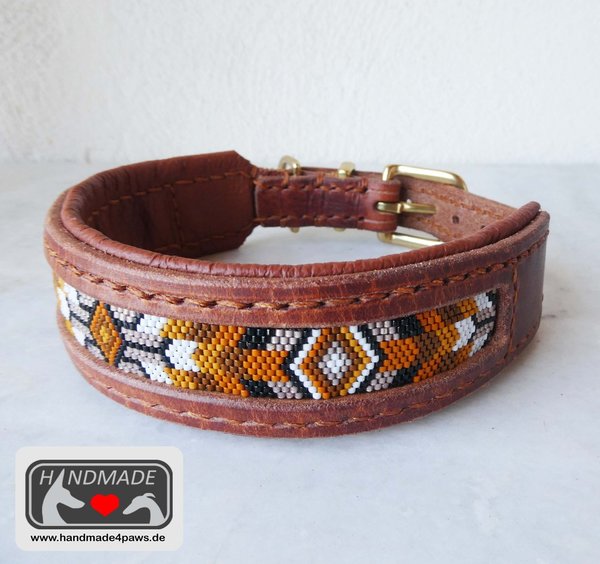 Namenshalsband Geschirrleder Perlenband Tribal indian style