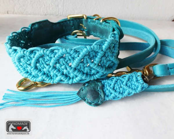 Makrame Boho Halsband mit Herzmotiv Baumwolle / Leder