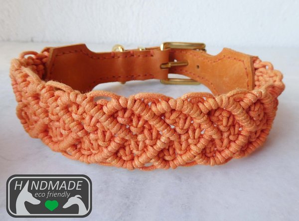 Makrame Boho Halsband orange Breite 4 cm HU 40 - 45 cm