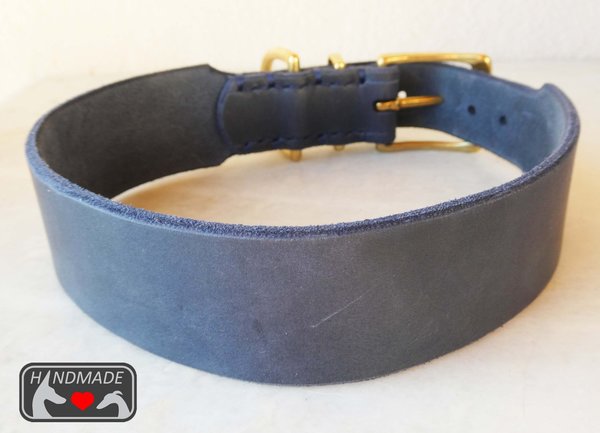 Standard Fettleder Halsband blau Breite 3 cm Halsumfang 42 - 49 cm