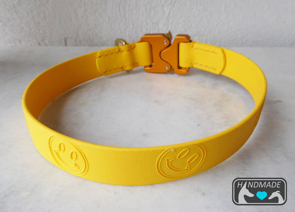 BASIC-Biothane Smiley Halsband  mit Cobra Schnalle